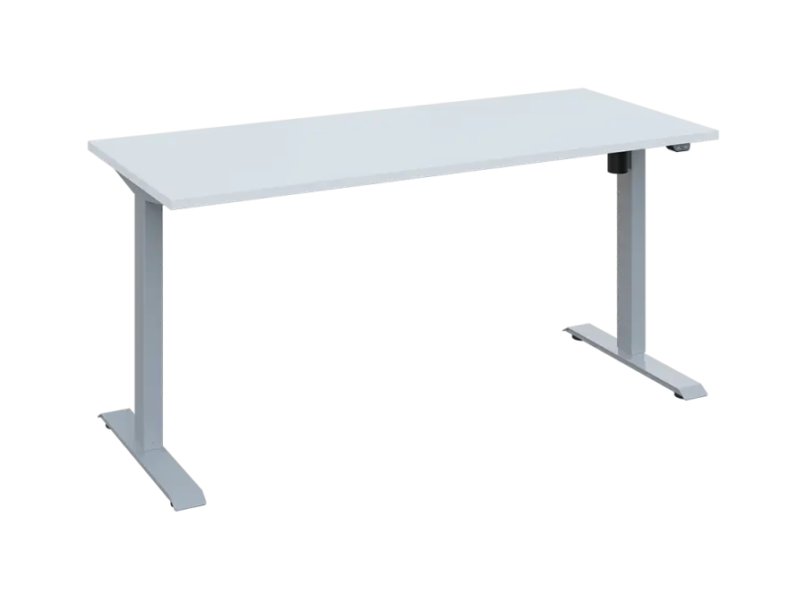 Flexi 27-16 výškově nastavitelný stůl, kovová podnož stříbrná, deska 25 mm, široký 1600 mm, bílá